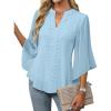 imageBlooming Jelly Womens Business Casual Tops Loose Fit Dressy Blouses 34 Length Sleeve Trendy Shirts 2025 OutfitsLight Blue