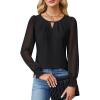 imageBlooming Jelly Womens Business Casual Tops Sheer Long Sleeve Fall Outfits 2024 Trendy Basic Work BlouseBlack