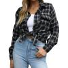 imageBlooming Jelly Womens Button Down Flannel Shirts Plaid Shacket Long Sleeve Collared Business Casual Tops Work BlousesBlack Plaid