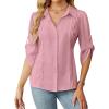 imageBlooming Jelly Womens Button Down Shirt 34 Sleeve Collared Pleated Business Casual Tops Ladies Trendy Summer Work BlousePale Pink