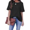 imageBlooming Jelly Womens Chiffon Blouse Summer Casual Round Neck Short Sleeve Pom Pom Shirts TopSolid Colorblack