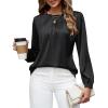 imageBlooming Jelly Womens Dressy Business Casual Blouse Pleated Long Sleeve Tops Satin Silk Work Shirt Fall Outfits 2024Black