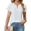 imageBlooming Jelly Womens Dressy Casual Blouse Trendy Summer Petal Short Sleeve Tops Work Blouses Pleated Keyhole ShirtsWhite