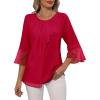 imageBlooming Jelly Womens Dressy Casual Blouses 34 Sleeve Ruffle Business Tops Summer Work Shirts 2025Red