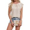 imageBlooming Jelly Womens Dressy Casual Blouses Business Short Sleeve T Shirts Summer Work Top Pleated Keyhole ShirtsApricot