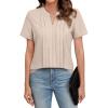 imageBlooming Jelly Womens Dressy Casual Blouses Business Work Tops Short Sleeve V Neck Pleated T Shirts 2024 Summer OutfitsApricot