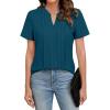 imageBlooming Jelly Womens Dressy Casual Blouses Business Work Tops Short Sleeve V Neck Pleated T Shirts 2024 Summer OutfitsBlue