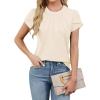 imageBlooming Jelly Womens Dressy Casual Blouses Business Work Tops Summer Short Sleeve Shirts Crew Neck Waffle Kint TshirtsApricot