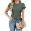 imageBlooming Jelly Womens Dressy Casual Blouses Business Work Tops Summer Short Sleeve Shirts Crew Neck Waffle Kint TshirtsArmy Green