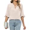 imageBlooming Jelly Womens Dressy Casual Blouses Business Work Tops Summer Tunic 34 Length Sleeve V Neck Shirts Trend OutfitsApricot