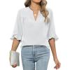 imageBlooming Jelly Womens Dressy Casual Blouses Business Work Tops Summer Tunic 34 Length Sleeve V Neck Shirts Trend OutfitsWhite