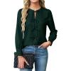 imageBlooming Jelly Womens Dressy Casual Blouses Business Work Tops Tie Front Long Sleeve Shirts 2025 Fall OutfitsDark Green
