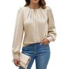 imageBlooming Jelly Womens Dressy Casual Blouses Satin Long Sleeve Shirts Pleated Business Tops Trendy Fall OutfitsApricot