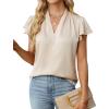 imageBlooming Jelly Womens Dressy Casual Blouses V Neck Ruffle Short Sleeve Dress Shirts Business Casual Pleat 2025 TopsApricot