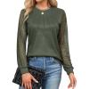 imageBlooming Jelly Womens Dressy Casual Business Blouse Lace Long Sleeve Pleated Tops Waffle Knit Work Shirt Fall OutfitArmy Green