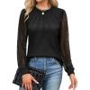 imageBlooming Jelly Womens Dressy Casual Business Blouse Lace Long Sleeve Pleated Tops Waffle Knit Work Shirt Fall OutfitBlack