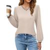imageBlooming Jelly Womens Dressy Casual Long Sleeve Top V Neck Work Blouse Scalloped Business Shirts Fall Clothes 2024Beige