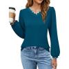 imageBlooming Jelly Womens Dressy Casual Long Sleeve Top V Neck Work Blouse Scalloped Business Shirts Fall Clothes 2024Dark Cyan