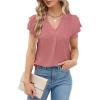 imageBlooming Jelly Womens Dressy Casual Shirts Short Sleeve V Neck Work Blouse Business Casual Summer Tops 2025Bean Paste Red