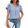 imageBlooming Jelly Womens Dressy Casual Shirts Short Sleeve V Neck Work Blouse Business Casual Summer Tops 2025Haze Blue