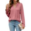 imageBlooming Jelly Womens Dressy Casual Tops Business Long Sleeve Shirts Pleated Fall Work Blouse 2024Pink