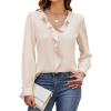 imageBlooming Jelly Womens Dressy Casual Tops Business Work Blouse Ruffle V Neck Long Sleeve Shirts Fall Fashion 2024Apricot