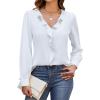 imageBlooming Jelly Womens Dressy Casual Tops Business Work Blouse Ruffle V Neck Long Sleeve Shirts Fall Fashion 2024White