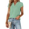 imageBlooming Jelly Womens Dressy Casual Tops Business Work Blouses White Button Down Shirts Cap Sleeve V Neck TshirtMint Green