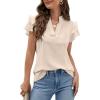 imageBlooming Jelly Womens Dressy Casual Tops Ruffle Short Sleeve V Neck Shirts Elegant Business Work BlouseApricot