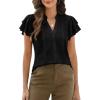 imageBlooming Jelly Womens Dressy Casual Tops V Neck Button Down Shirts Ruffle Short Sleeve BlouseBlack01