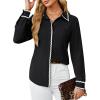 imageBlooming Jelly Womens Long Sleeve Button Down Shirts V Neck Dressy Casual Tops Collared Blouse Fall Clothes 2024Black