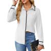 imageBlooming Jelly Womens Long Sleeve Button Down Shirts V Neck Dressy Casual Tops Collared Blouse Fall Clothes 2024White