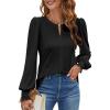 imageBlooming Jelly Womens Long Sleeve Dressy Casual Top V Neck Puff Sleeve Shirt Keyhole Blouse 2025Black