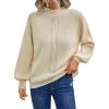 imageBlooming Jelly Womens Mock Neck Sweater Cable Knit Puff Sleeve Chunky Pullover Sweaters Fall Outfits Fashion Winter ClothesBeige