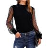 imageBlooming Jelly Womens Mock Neck Tops Keyhole Dressy Casual Blouses Polka Dot Long Sleeve Fall Outfits 2025Black