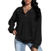imageBlooming Jelly Womens Oversized Quarter Zip Cute Sweatshirt Lapel Cozy Fleece Trendy Thumb Hole PulloverBlack02