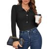 imageBlooming Jelly Womens Pullover Sweater Knit LongSleeve VNeck Collared ButtonUp TopsBlack