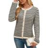 imageBlooming Jelly Womens Striped Cardigan Sweaters Dressy Casual Chunky Knit Coats 2024 Trendy Fall OutfitsApricot