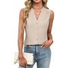 imageBlooming Jelly Womens Summer Button Down Tank Tops Work Dressy Casual Blouses Pleated Sleeveless Trendy Shirts 2025Beige