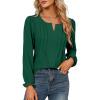 imageBlooming Jelly Womens Tops Dressy Casual Long Sleeve Shirts V Neck Chiffon Blouses Fall Clothes 2024Deep Green