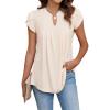 imageBlooming Jelly Womens Tunic Tops Summer Dressy Casual Blouses Business Outfits Plus Size Cap Sleeve Pleated ShirtsApricot