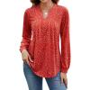 imageBlooming Jelly Womens Tunic Tops Summer Dressy Casual Blouses Business Outfits Plus Size Cap Sleeve Pleated ShirtsLong Sleeve Red Floral Print
