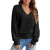 imageBlooming Jelly Womens V Neck Sweaters Dressy Casual Long Sleeve Tops Trendy Fall Clothes PulloverBlack