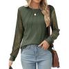 imageBlooming Jelly Womens Waffle Knit Long Sleeve Top Dressy Business Casual Blouse Lace Sleeve Shirts Fall Clothes 2024Army Green