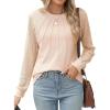 imageBlooming Jelly Womens Waffle Knit Long Sleeve Top Dressy Business Casual Blouse Lace Sleeve Shirts Fall Clothes 2024Beige