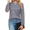 imageBlooming Jelly Womens Waffle Knit Tops Dressy Business Casual Blouses Lace Long Sleeve Work Shirts Fall ClothesDark Grey