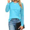 imageBlooming Jelly Womens Waffle Knit Tops Dressy Business Casual Blouses Lace Long Sleeve Work Shirts Fall ClothesLight Blue