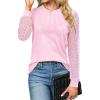 imageBlooming Jelly Womens Waffle Knit Tops Dressy Business Casual Blouses Lace Long Sleeve Work Shirts Fall ClothesLight Pink