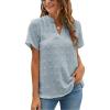 imageBlooming Jelly Womens White Chiffon Blouses Short Sleeve V Neck Shirts Summer Casual Polka Dot TopsGrey