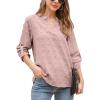 imageBlooming Jelly Womens White Chiffon Blouses Short Sleeve V Neck Shirts Summer Casual Polka Dot TopsPinkfall